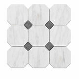 Fitz White Honed Octagon Marble Gray Dot 305x305x10mm