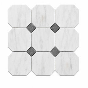 Fitz White Honed Octagon Marble Gray Dot 305x305x10mm