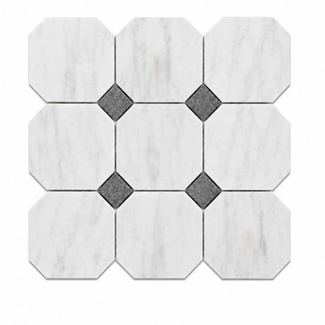 Fitz White Honed Octagon Marble Gray Dot 305x305x10mm