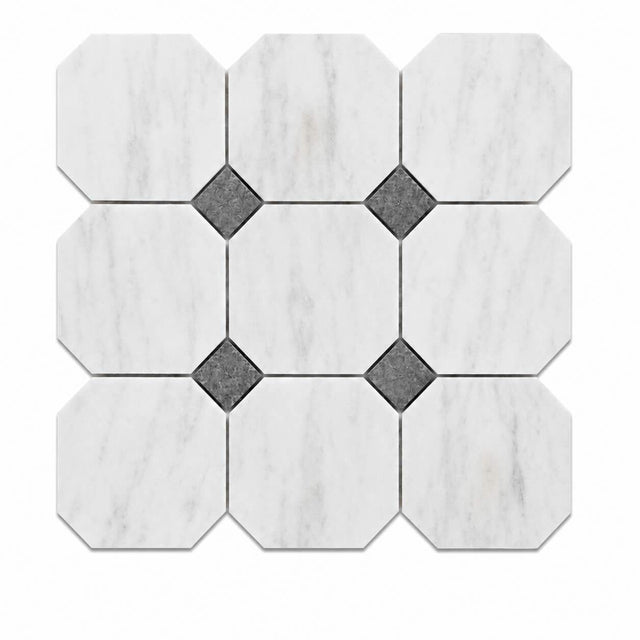 Fitz White Honed Octagon Marble Gray Dot 305x305x10mm
