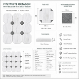 Fitz White Honed Octagon Marble Gray Dot 305x305x10mm