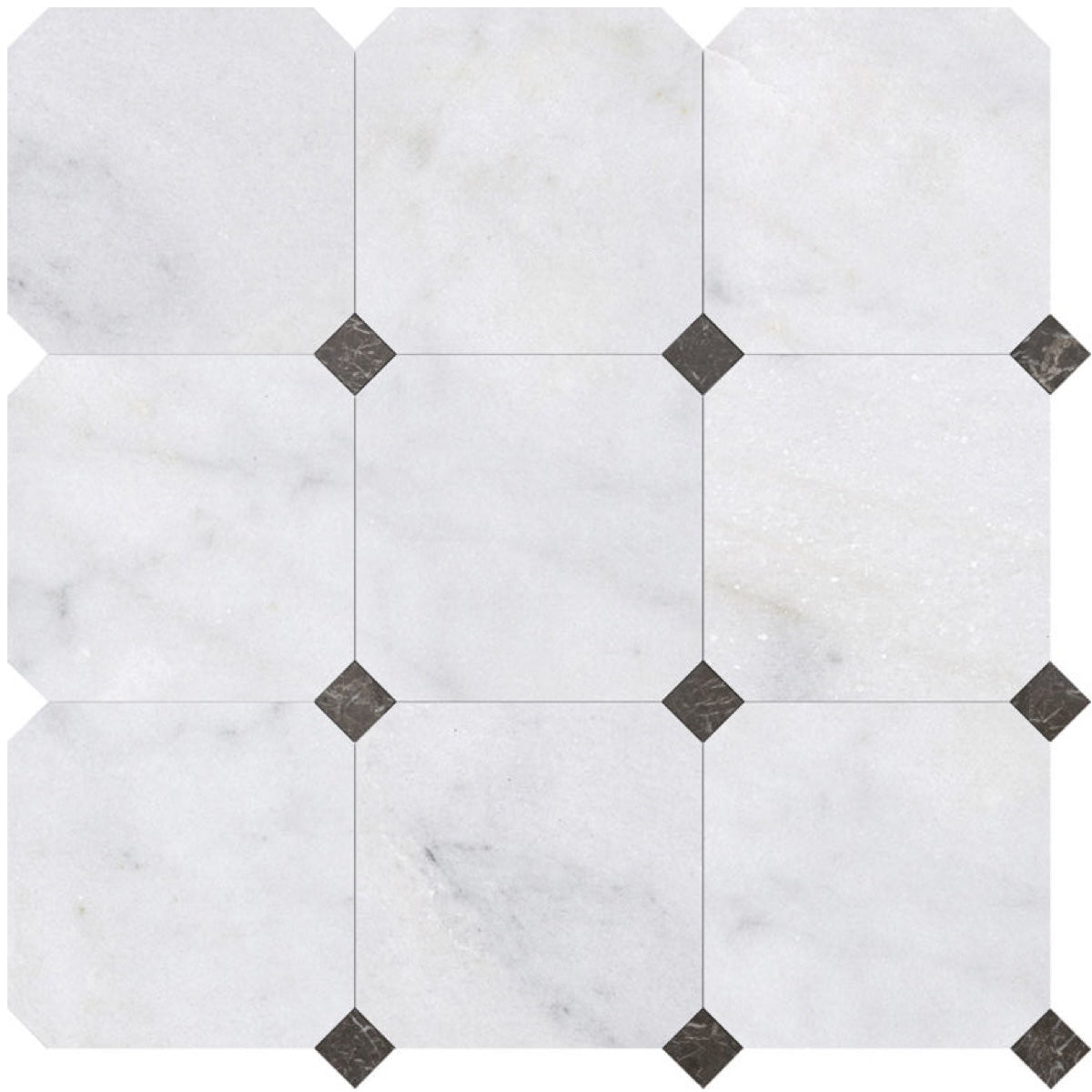 Fitz White Octagon Marble Black Dots 457x457x12mm