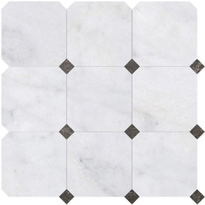 Fitz White Octagon Marble Black Dots 457x457x12mm