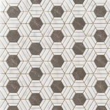Bianco Carrara, Dolomite & Emperador Daisy Flower Marble Mosaic 310x270x10mm