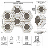 Bianco Carrara, Dolomite & Emperador Daisy Flower Marble Mosaic 310x270x10mm