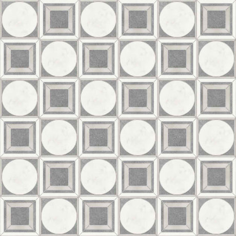 Afyon Grey, Afyon White & Dolomite Cicero Marble Mosaic Tile 305 × 305 × 10 mm