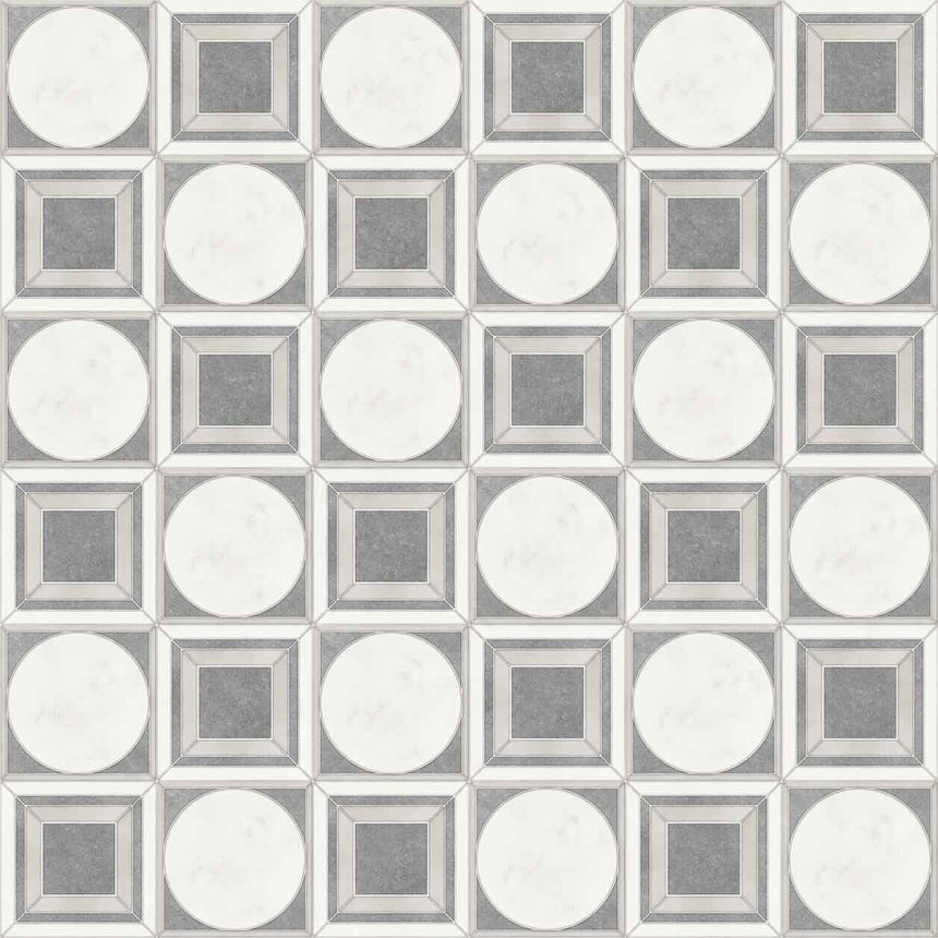Afyon Grey, Afyon White & Dolomite Cicero Marble Mosaic Tile 305 × 305 × 10 mm