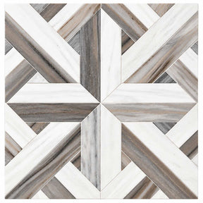 Greek Pattern Skyfall & Bianco Sivec Waterjet Marble Decor 300 x 300 x 10 mm