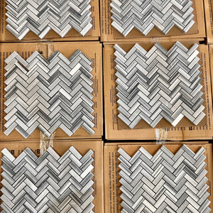 Skyline Honed Herringbone Marble Mosaics 