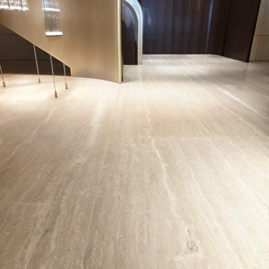 Ivory Honed Filled Polished Travertine Tile 305x610x12mm