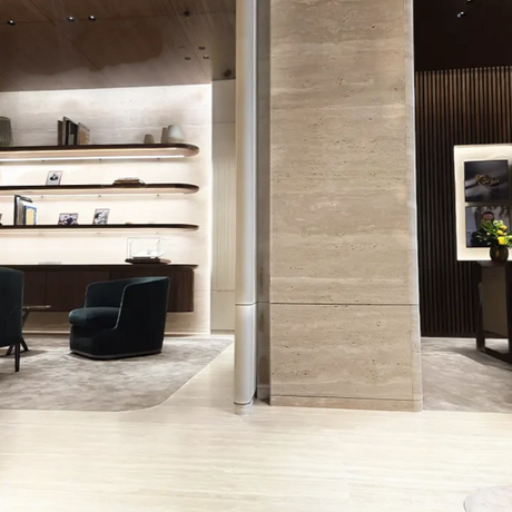 Ivory Honed Filled Polished Travertine Tile 305x610x12mm