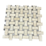 Ivory Travertine Honed Basketweave Mosaic Tile 