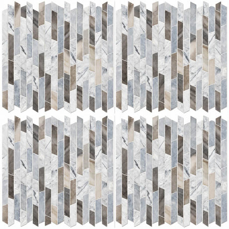 Afyon Grey & Palisandra Rhodes Marble Mosaic Tile 224 x 364 mm
