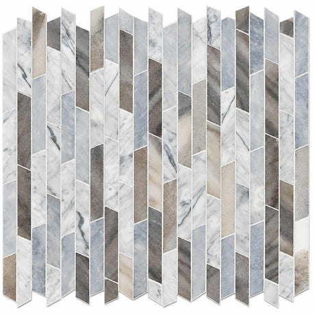 Afyon Grey & Palisandra Rhodes Marble Mosaic Tile 224 x 364 mm