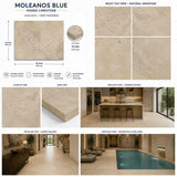 Moleanos Blue Honed Limestone Tiles 400x800x12mm