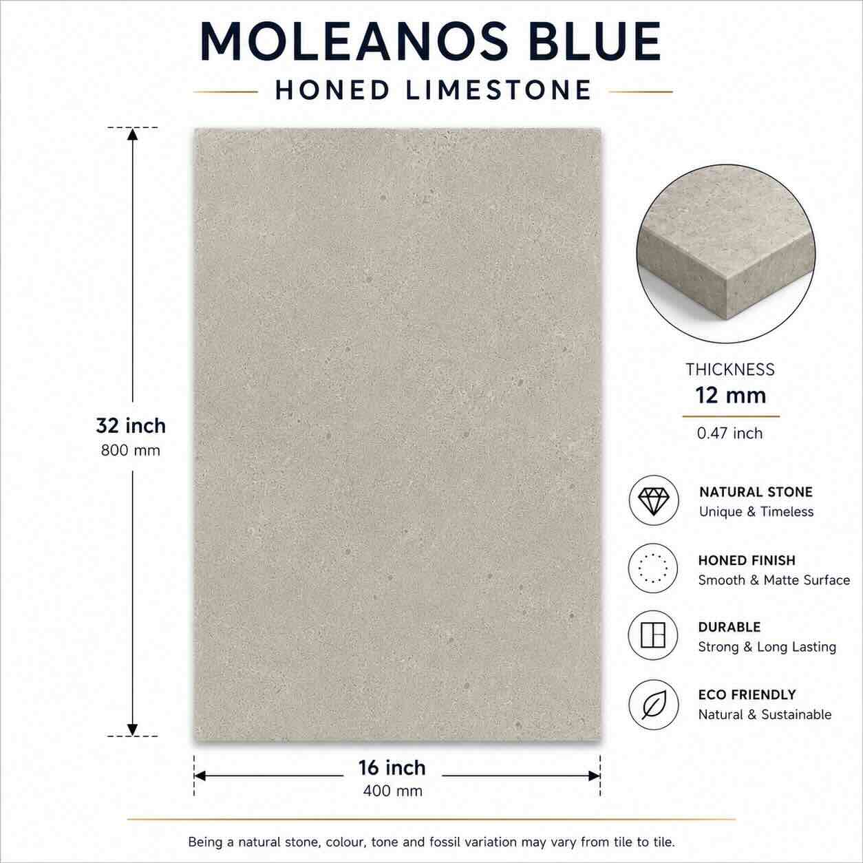 Moleanos Blue Honed Limestone Tiles 400x800x12mm