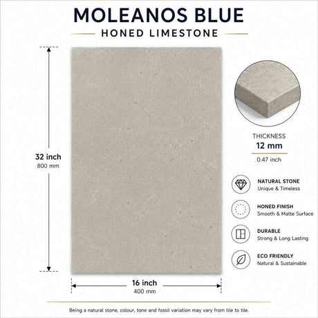 Moleanos Blue Honed Limestone Tiles 400x800x12mm