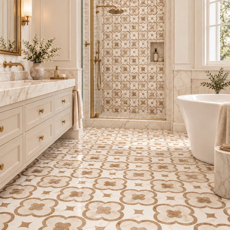 Paisley Pattern Marble Waterjet Royal Emperador Bianco Sivec Decor