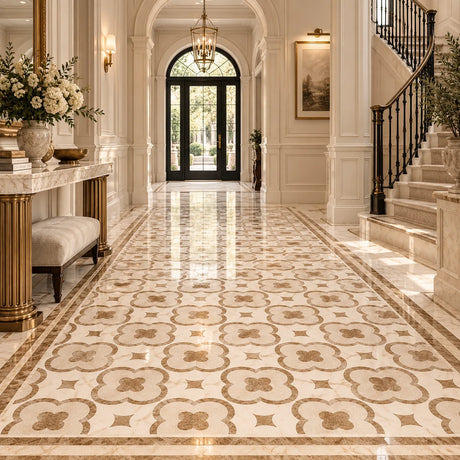 Paisley Pattern Marble Waterjet Royal Emperador Bianco Sivec Decor
