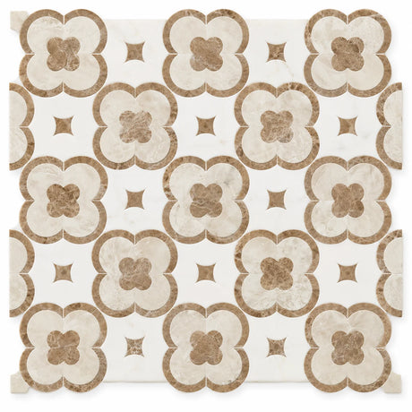Paisley Pattern Marble Waterjet Royal Emperador Bianco Sivec Decor