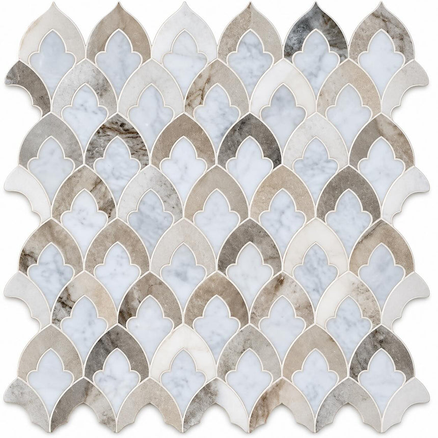 Palisandro Sophia Waterjet Marble Mosaic Tile 222 x 343 mm