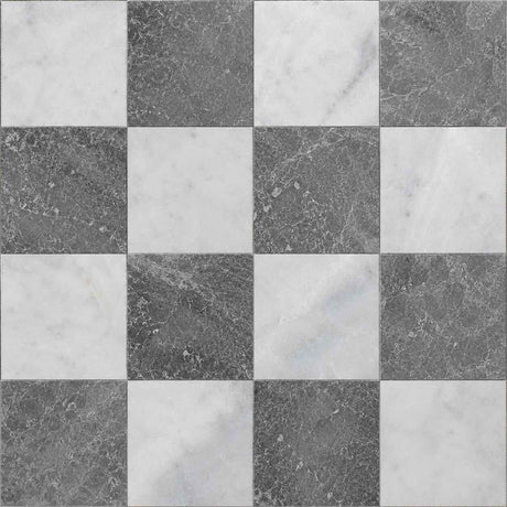 Pietra Grey & Calacatta White Checkerboard Marble Tiles 305x305mm