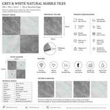 Pietra Grey & Calacatta White Checkerboard Marble Tiles 305x305mm
