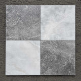 Pietra Grey & Calacatta White Checkerboard Marble Tiles 305x305mm