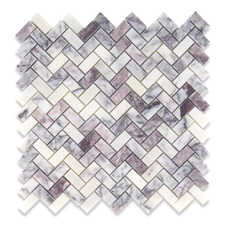 Calacatta Viola Polished Herringbone Marble Mosaic