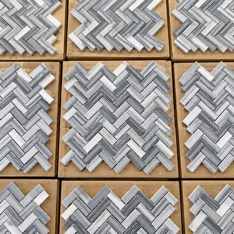 Skyline Honed Marble Herringbone Mosaic 15x50x10mm