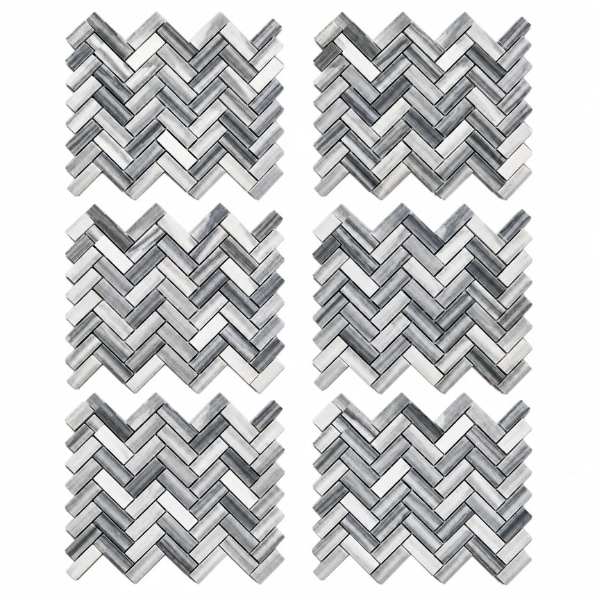 Skyline Honed Marble Herringbone Mosaic 15x50x10mm