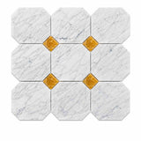 Italian Statuario Honed Octagon Marble Tile | Gold Onyx 305x305x10mm