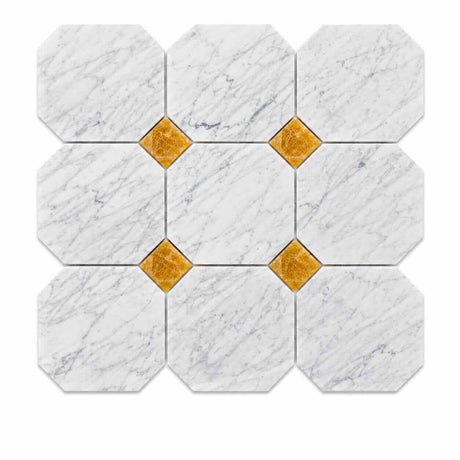 Italian Statuario Honed Octagon Marble Tile | Gold Onyx 305x305x10mm
