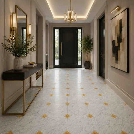 Italian Statuario Honed Octagon Marble Tile | Gold Onyx 305x305x10mm