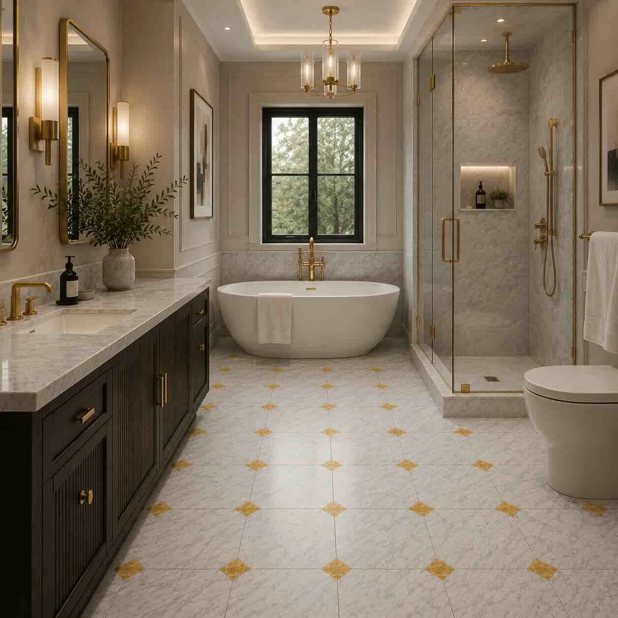 Italian Statuario Honed Octagon Marble Tile | Gold Onyx 305x305x10mm