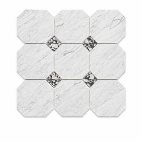 Italian Statuario Honed Octagon Marble Tile | Calacatta Viola 305x305x10mm