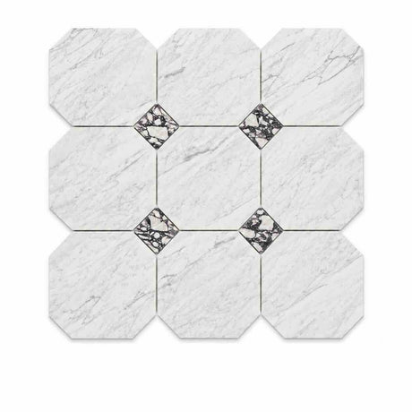 Italian Statuario Honed Octagon Marble Tile | Calacatta Viola 305x305x10mm