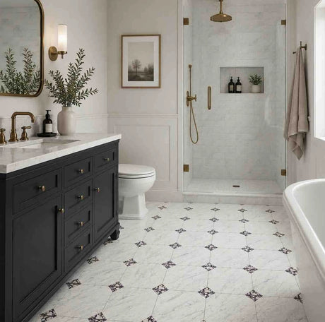 Italian Statuario Honed Octagon Marble Tile | Calacatta Viola 305x305x10mm