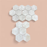 Tundra Gray Hexagon Honed Marble Mosaic Tiles 100x100x10mm