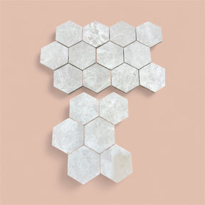 Tundra Gray Hexagon Honed Marble Mosaic Tiles 100x100x10mm