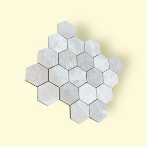 Tundra Gray Hexagon Honed Marble