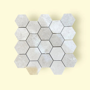 Tundra Gray Hexagon Honed Marble Mosaic Tiles 75x75x10mm