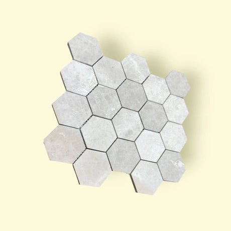 Tundra Gray Hexagon Honed Marble Mosaic Tiles 