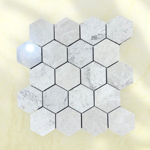 Tundra Gray Hexagon Polished Marble Mosaic