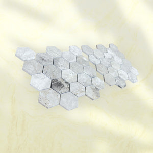 Tundra Gray Hexagon Polished Marble Mosaic