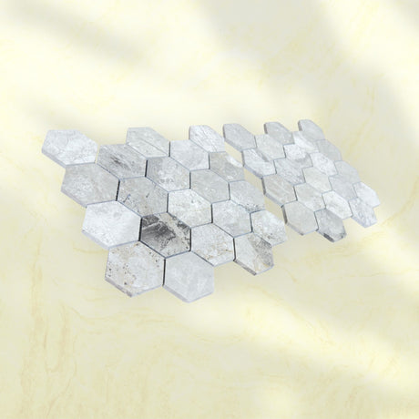 Tundra Gray Hexagon Polished Marble Mosaic