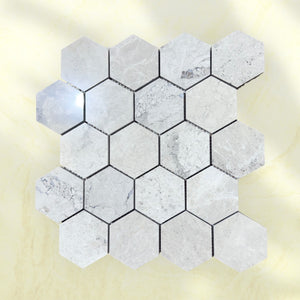 Tundra Gray Hexagon Polished Marble Mosaic