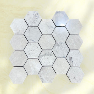 Tundra Gray Hexagon Polished Marble Mosaic