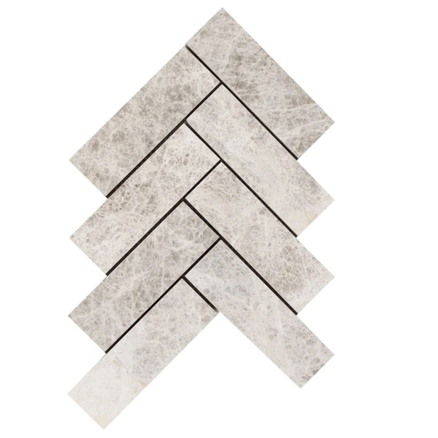 Tundra Gray Honed Marble Large Herringbone Mosaic