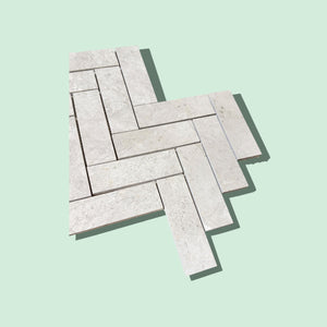 Tundra Gray Honed Marble Large Herringbone Mosaic